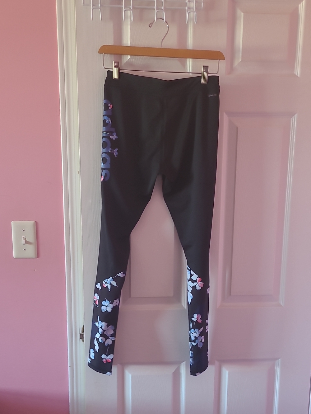 adidas Black Floral Accent Girls' Leggings